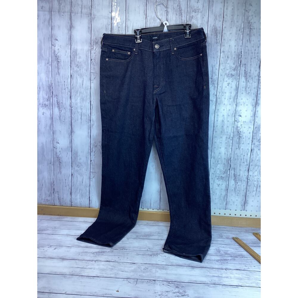 Athletic Slim Jeans Men's Black Pants High Raise Regular Straight Leg Size 34x34